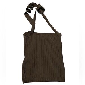 Chic Brown Ribbed Tank Top